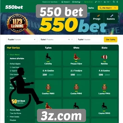 Acessibilidade e design do site 550 bet
