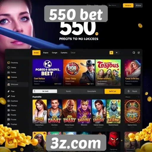 Interface do usuário do site 550 bet avaliada